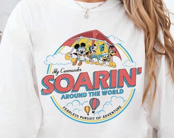 Vintage Micky und Freunde schweben auf der ganzen Welt Shirt, Epcot Center Disney Fahrt T-Shirt, Disneyland Familie passendes Shirt, BTW Magic Tee