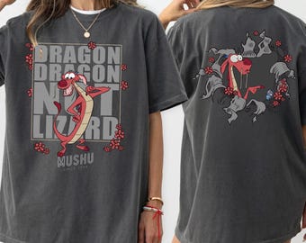 Camiseta de Disney Mulan Mushu de doble cara, dragón (no lagarto), divertida camiseta de Disney de Mushu y Crikee, viaje a Disneyland World, camiseta del Parque Magic Kingdom