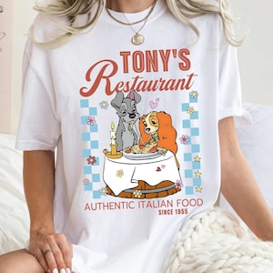 Lady And Tramp Tony&#39;s Restaurant Comfort Colors Shirt, Disney Couple Matching Shirt, Disney Dog Tee, Disneyland Family Trip, Birthday Gift