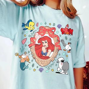 Disney Ariel Little Mermaid Coquette Bow Shirt, Girls Ariel Mermaid Shirt, Women&#39;s Little Mermaid Ariel Shirt, Disneyland Ariel Princess Tee