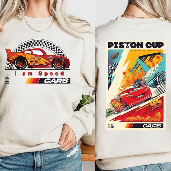 Two Sided Lightning McQueen 95 Comfort Colors Shirt, Disney Cars Rusteze T-shirt, Piston Cup Tee, Magic Kingdom, Disneyland Family Trip