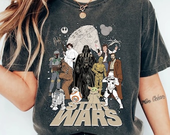 Camiseta de Star Wars con colores cómodos para fotos grupales, Leia, Luke Skywalker, Stormtrooper, R2-D2, C3-PO, camiseta del Día de Star Wars de Disney, viaje a Galaxy's Edge