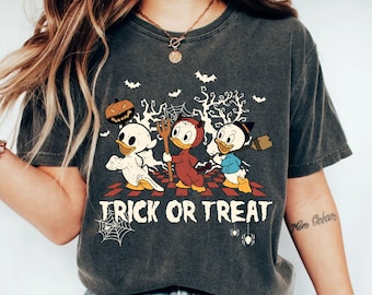 Retro Huey Dewey Louie Halloween Costume Shirt, Ducktales Disneyland Halloween Party, Spooky Season Tee, Trick Or Treat Comfort Colors Shirt