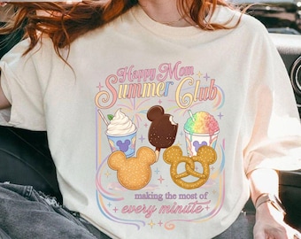 Camiseta Happy Mom Summer Club, Camiseta Disney Snack Era, Conjunto Pastel Magic Kingdom para Vacaciones, Camiseta Cute Mickey Pretzel Dole Whip, Regalo Disney para Mamá