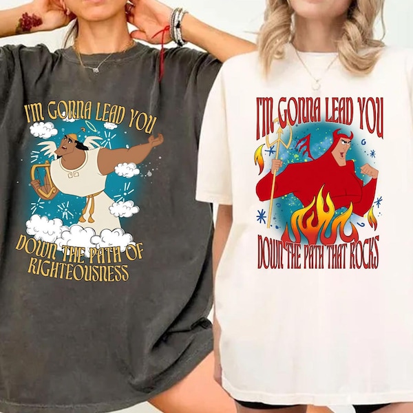 Camiseta "El ángel y el demonio en el hombro de Kronk", "Sendero de la rectitud", "Sendero que mece", "El nuevo bosque del emperador", "Viaje de amigos a Disneyland en WDW"