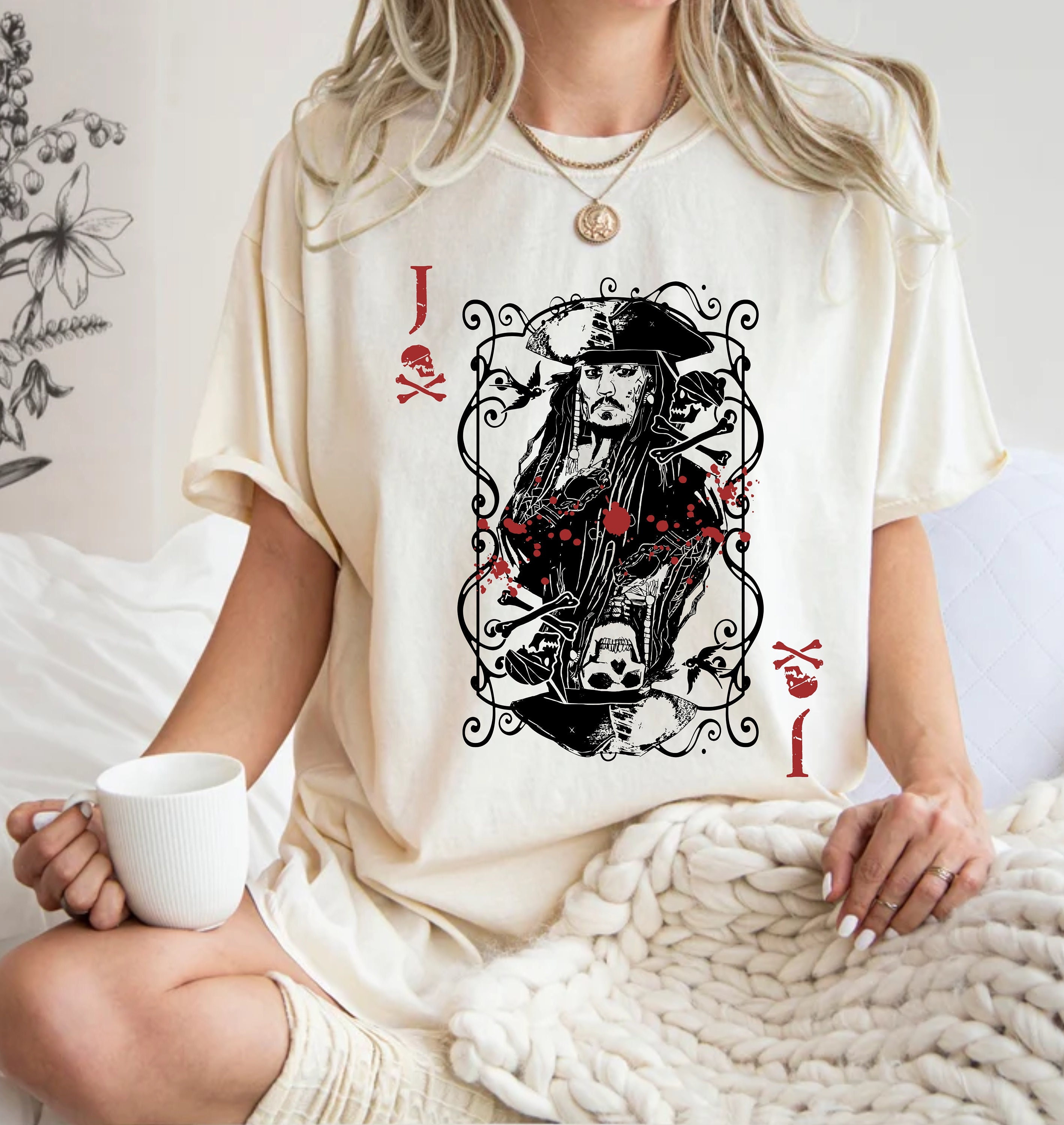 Vintage Jack Sparrow Playing Card Disney Shirt, Pirates of the