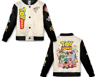 Toy Story Group Adult Kid Baseball Jacket, Retro Pixar Disney Toy Story Varsity Jacket, Woody Buzz Jessie Slinky Rex Jacket, Disneyland Trip