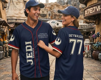 Star Wars Baseball Jersey Jedi Knights Shirt, Skywalker 77 Button Up, Galactic Edge Outfits, Sci-Fi Gift for Men Women, Streetwear Aesthetic