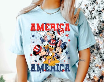 Disney America's 250-årsjubileumströja, Musse Pigg och vänner 4 juli-tröja, retro 1776-2026 USA Disneyland-festtröja, patriotisk tröja