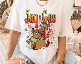 Söt Jaq och Gus Gus Mus-tröja, Disney Askungen Prinsessa T-shirt, Disneyland Familjekläder, Disney Resa Vänner Matchande, Magic Kingdom