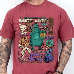 Retro Haunted Mansion Comfort Colors Shirt, Hitchhiking Ghosts Madame Leota Hatbox Ghost, Disney Halloween Party, Disneyland Spooky Season