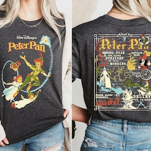 Tvåsidig Peter Pan Darling Flight En reseguide till Never Land Comfort Colors T-shirt, Vintage Disney T-shirt, Disneyland familjeresa