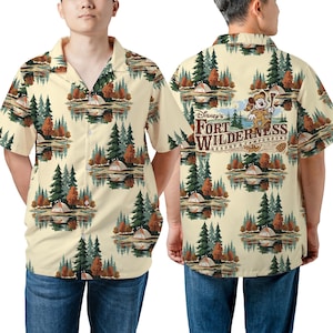 Disney's Fort Wilderness Camping Hawaiian Shirt, Retro Disney Camping Mickey Mouse Shirt, WDW Disneyland Resort, Family Vacation Matching