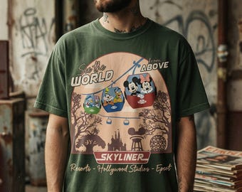 Disney Skyliner Graphic Tee, See The World From Above, Magical Gondola WDW Shirt, Epcot Shirt, Retro Disney World Vacation Tee, Disney Gift