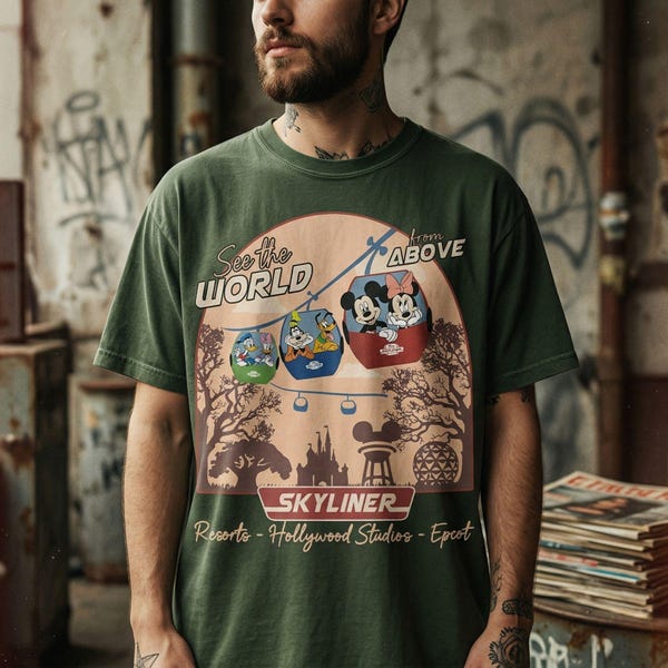 Disney Skyliner Graphic Tee, See The World From Above, Magical Gondola WDW Shirt, Epcot Shirt, Retro Disney World Vacation Tee, Disney Gift