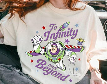 Camiseta de Toy Story de Buzz Lightyear, camiseta de Toy Story de Disney "Hasta el infinito y más allá", atuendos para viajes a Disneyland World, camiseta de Alien Pizza Planet