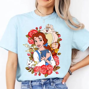 Beauty And The Beast Belle Princess Enchanted Rose Shirt, Disney Princess T-shirt, Disneyland Family Trip, Lumiere Cogsworth Mrs Pott Chip