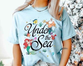 Die kleine Meerjungfrau unter dem Meer Komfort Farben Shirt, Ariel Prinzessin Disney T-shirt, Sebastian Triton Flounder Meerjungfrau Disneyland Reise Outfits