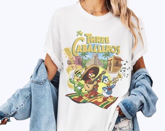 Camiseta de los Tres Caballeros con Colores Cómodos, Camiseta Disney de José, Pato Donald y Panchito, Conjuntos para viajes familiares a Disneyland, Camiseta familiar de Disney World