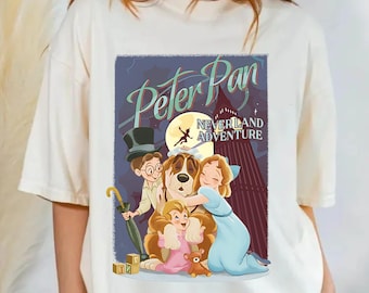 Chemise couleurs confort Peter Pan Neverland Adventure, Wendy Nana T-shirt Peter Pan Disney vintage, parc Magic Kingdom, voyage en famille Disneyland