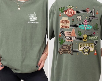 Cozy Cone Map of Radiator Springs Shirt, Vintage Cars Movie T-shirt, Magic Kingdom Family Trip Outfit, Park Day Tee, Cars Fan Birthday Gift