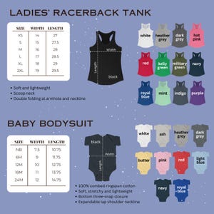 K&ouml;nnte beinhalten: Das Bild zeigt ein schwarzes Racerback-Tanktop und einen schwarzen Baby-Body mit Gr&ouml;&szlig;entabellen und Farboptionen. Das Tanktop hat einen Rundhalsausschnitt und doppelte Falten an Armausschnitt und Ausschnitt. Der Body hat einen Dreifach-Druckknopfverschluss.