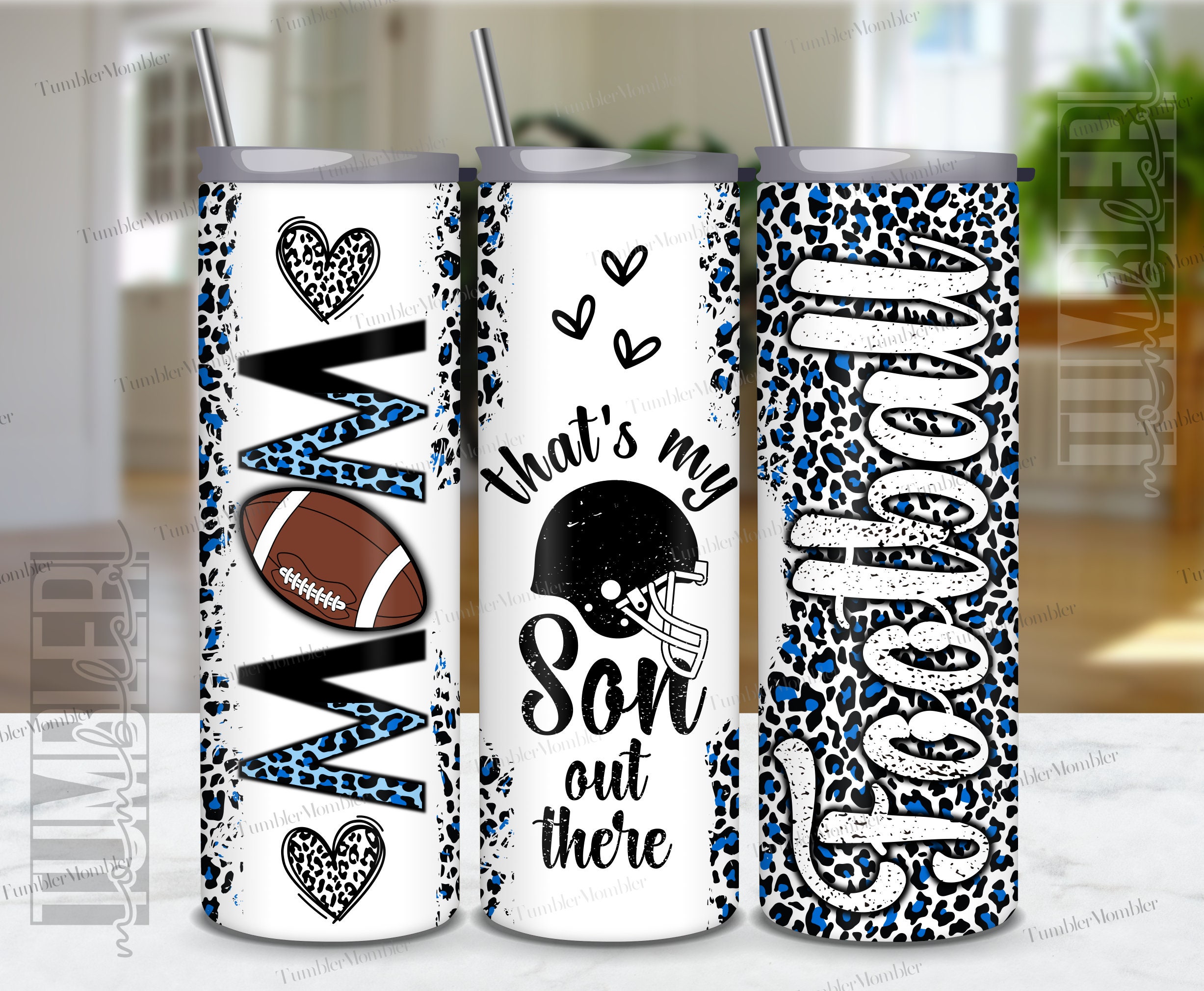 Blue Football Mom Tumbler Football Mom 20 Oz Skinny Tumbler Etsy
