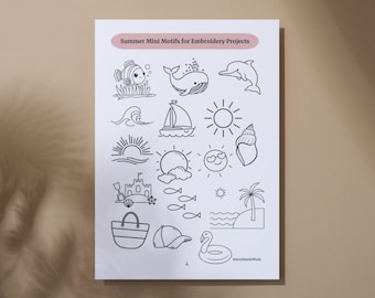 Summer Embroidery Mini Motifs: Beach Pattern (PDF Pattern)