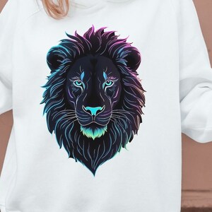 Lion Wall Art Print, Neon Lion PNG, Tshirt Design, Digital Download, Instant Download, lion wall art, wall decor, neon lion graphic, SVG