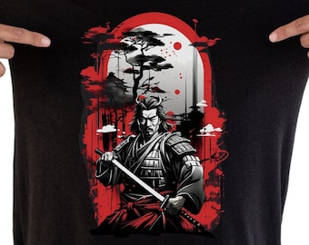Samurai Warrior T-Shirt Design: Japanese Art (PNG, Digital Download)