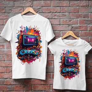 Retro gaming console and controller design, Tshirt Design, gaming, SVG, PNG, game lovers, digital, transparent background, instant download