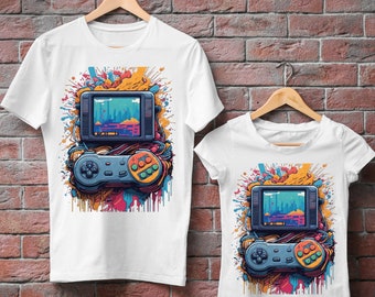 Retro gaming console and controller design, Tshirt Design, gaming, SVG, PNG, game lovers, digital, transparent background, instant download