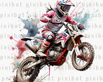 10 Dirt Bike Clip art, Motocross JPG, Motorcycle, Printable watercolor art, High-Quality JPG, Digital download, paper craft, journal