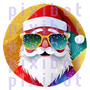 Santa with Sunglasses PNG: Cheerful Christmas Design (Digital Download)