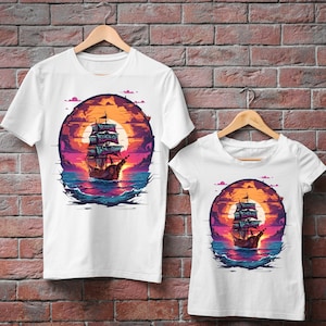 Pirate Ship, T-Shirt Design, Wall art,  Digital Art PNG and SVG Download, Transparent Background, Instant Download