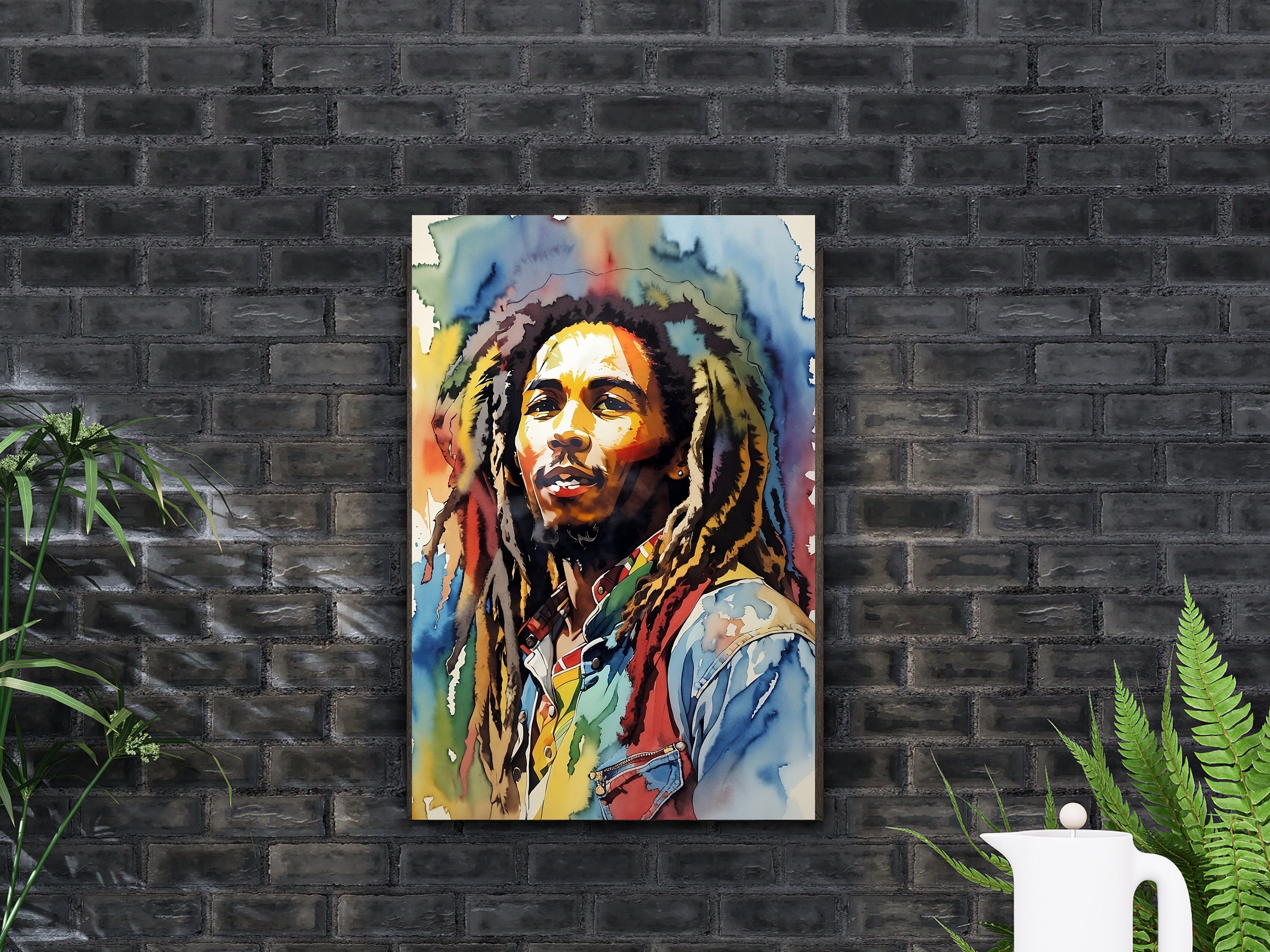 Arte de pared de Bob Marley, cartel digital, decoración de pared, cueva del hombre, cartel de música, arte de pared de reggae, impresión de verano, arte imprimible, cartel del club