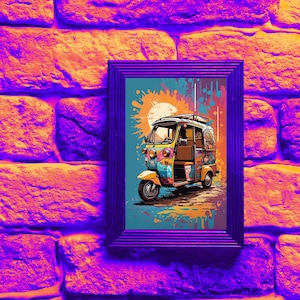Indian Desi Wall Art Print Poster - Bombay Auto Rickshaw, Indian Pop Art, Desi Illustrations, Home Wall Decor, Wall Art, Digital Download.