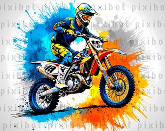 5 imágenes prediseñadas de motos de cross, motocross JPG, motocicleta, acuarela imprimible, JPG de alta calidad, descarga digital, manualidades de papel, diario