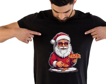 Cute Santa Claus eating pizza, Sublimation Design, SVG & PNG, Digital Art, Transparent background, xmas png, svg