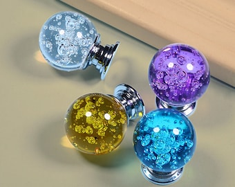 Crystal Bubble Ball Knobs Furniture Knob Kitchen Cupboard Door Pulls Wardrobe Door Handles