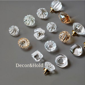 Fashion Crystal Glass Knobs Brass Copper Cupboard Door Pull Wardrobe Furniture Handle