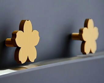 Brass Flower Knob: Modern Gold Cabinet Drawer Handle