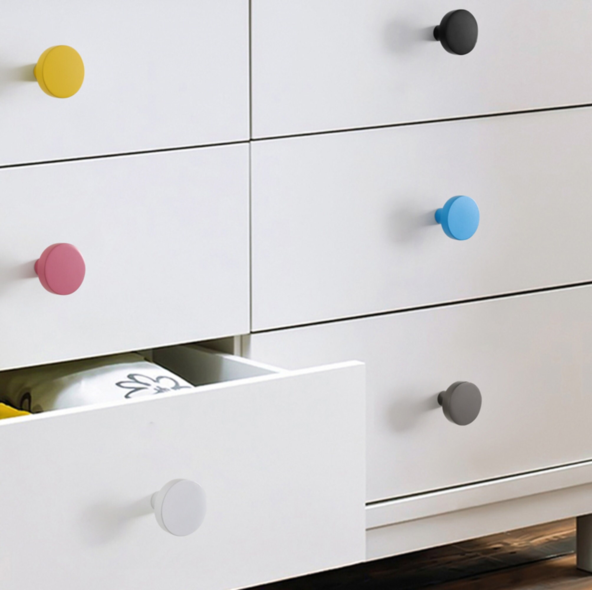 Modern Round Knobs Colourful Dresser Knobs Leaf Heart Shape Etsy UK