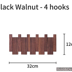 Modern Walnut Wall Hook Rack Foldable Wooden Hooks Decorative Coat Hooks Handmade unique Hanger image 2