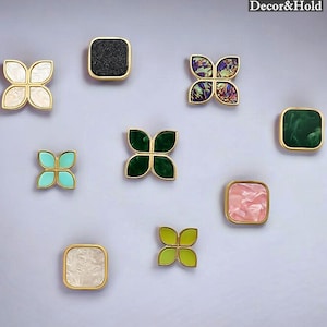 Decorative Brass Knobs Modern Wall Hooks Square Drawer Knob Coat wall Hook four-leaf clover pulls Cabinet Drawer Pull Dresser Handles