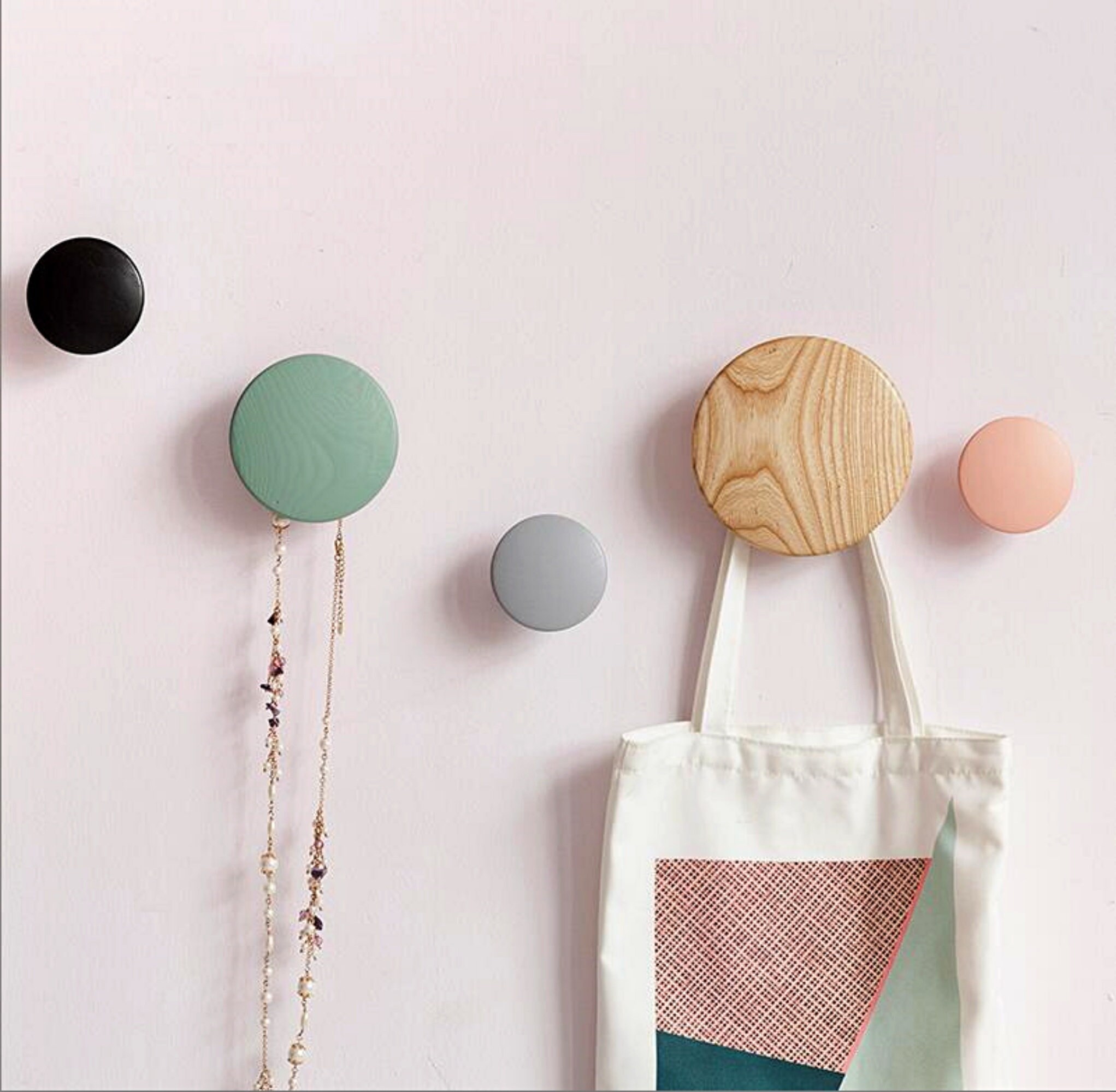 Colorful Wood Hooks Dot Wall Hooks Modern Wall Hooks Round Etsy UK