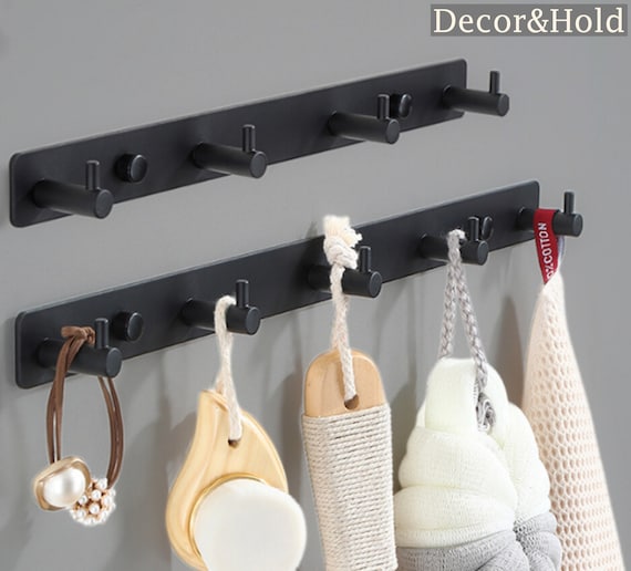 Metal Coat Hooks Black Robe Hook for Bathroom Kitchen Wall Mounted
