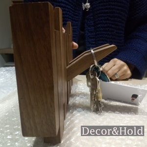 Modern Walnut Wall Hook Rack Foldable Wooden Hooks Decorative Coat Hooks Handmade unique Hanger image 8