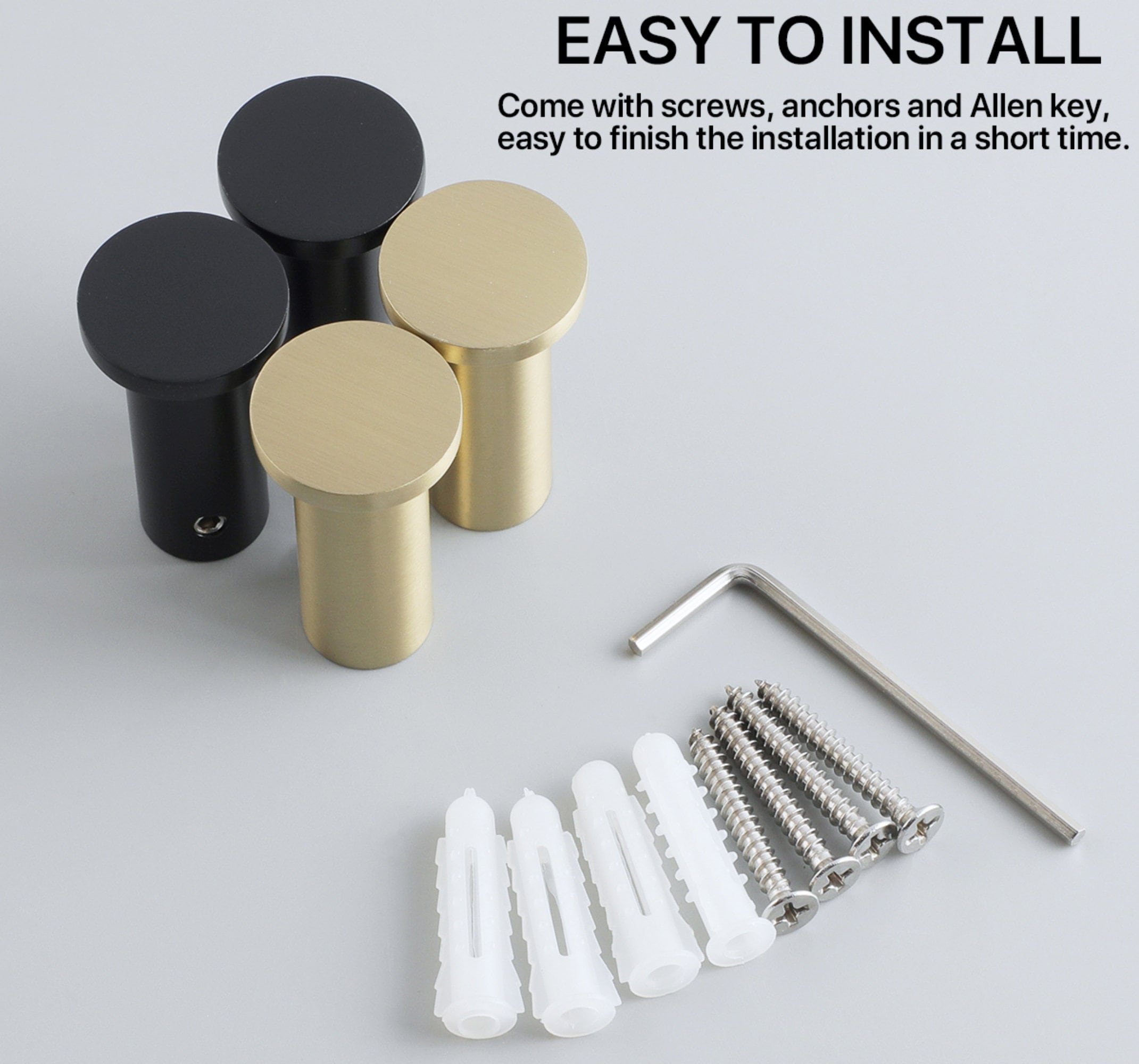 4Pcs Strong Steel Hooks Robe Hook Bathroom Towel Coat Hook Wall Mounted Door Hooks Black Gold Grey Hooks
