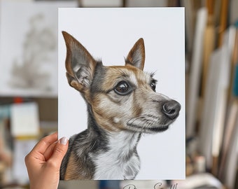 Custom Pet Portrait from Photo - Detailed Hand Drawn Pencil Sketch of Your Beloved Pet - Coloured Pencil Portrait